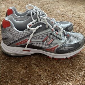New Balance 859 Stability Athletic Shoes in Gray and Orange-Red.